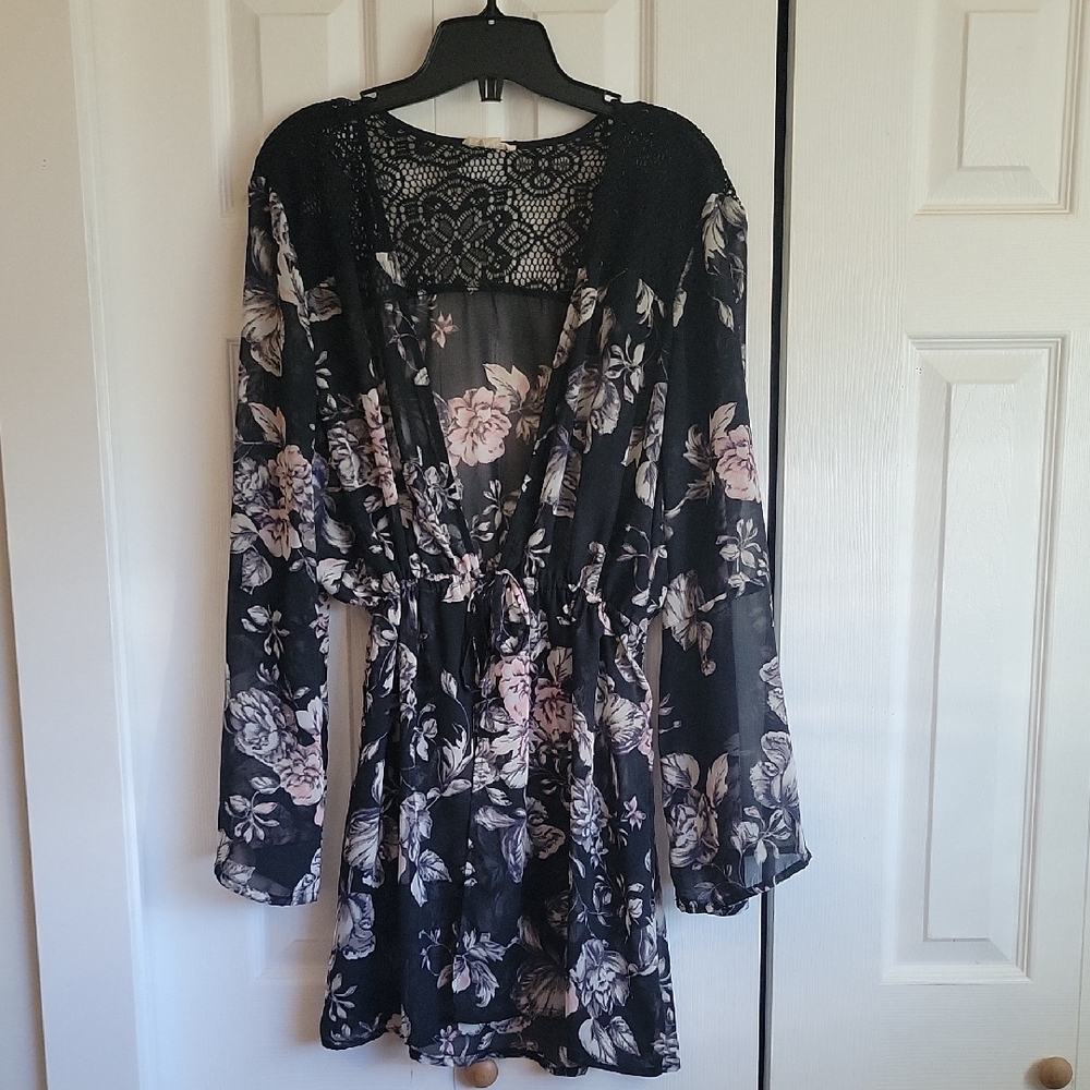 Floral Black and Pink Women's Coverup